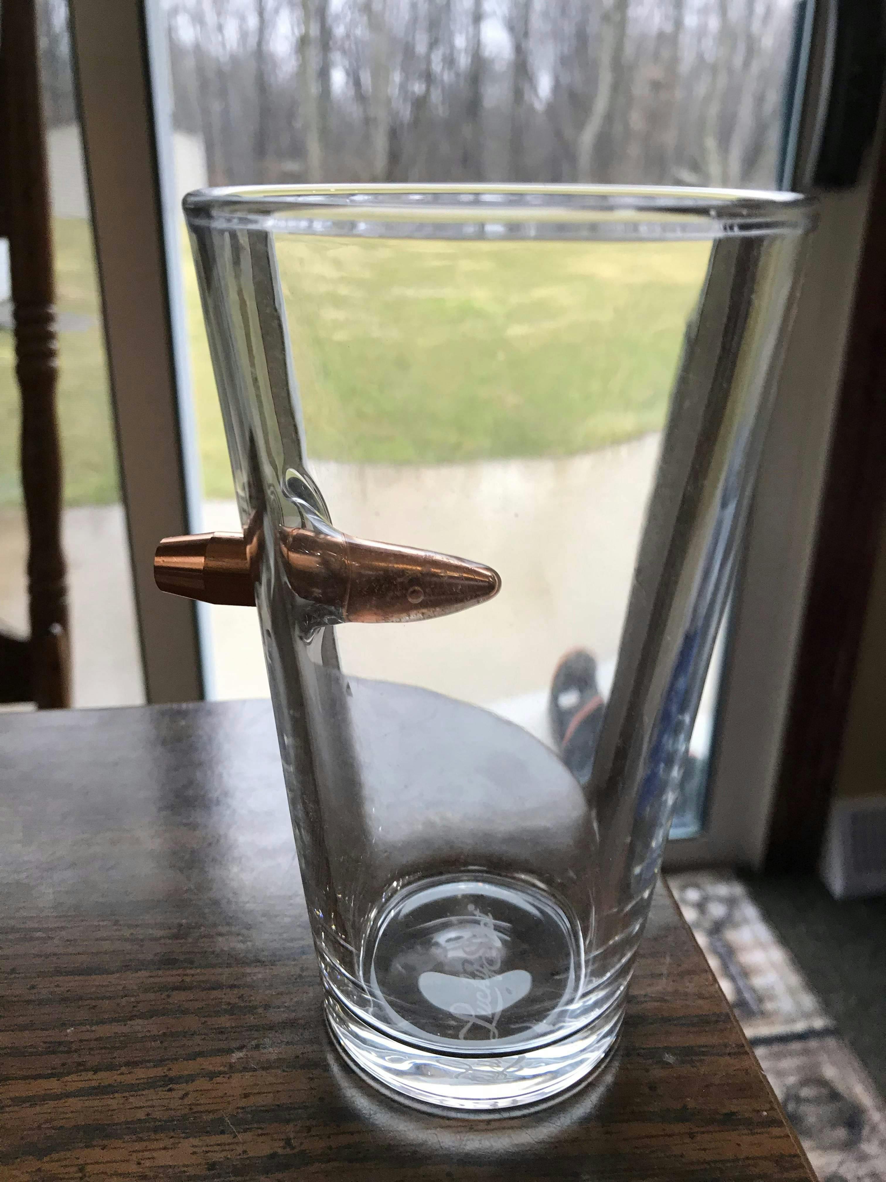 50 Caliber Real Bullet Handmade Pint Glass Lucky Shot Usa